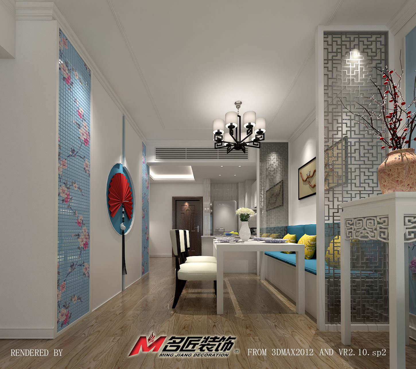 新中式风格室内装修效果图-普君华府三居135平米